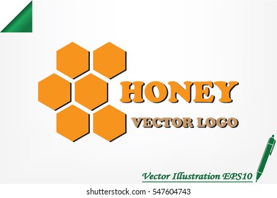 honey logo icon vector illustration eps10. Isolated badge honey comb for website or app - stock infographics