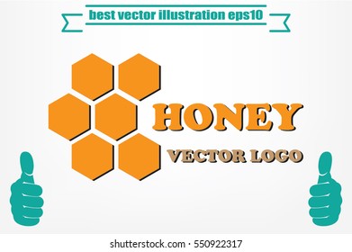 honey logo icon vector illustration eps10. Isolated badge honey comb for website or app - stock infographics