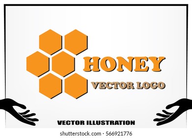 honey logo icon vector illustration eps10. Isolated badge honey comb for website or app - stock infographics.