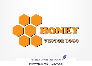 honey logo icon vector illustration eps10. Isolated badge honey comb for website or app - stock infographics