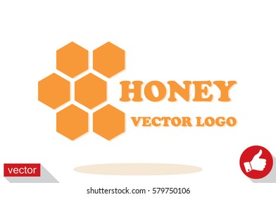 honey logo icon vector illustration eps10. Isolated badge honey comb for website or app - stock infographics.