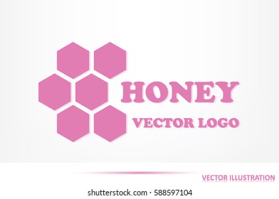 honey logo icon vector illustration eps10. Isolated badge honey comb for website or app - stock infographics