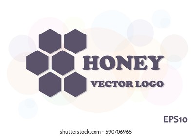 honey logo icon vector illustration eps10. Isolated badge honey comb for website or app - stock infographics.
