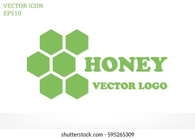 honey logo icon vector illustration eps10. Isolated badge honey comb for website or app - stock infographics.