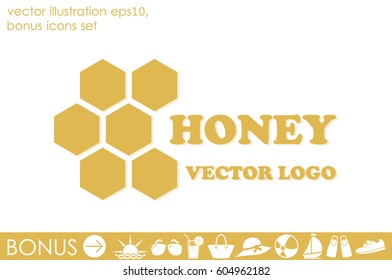 honey logo icon vector illustration eps10. Isolated badge honey comb for website or app - stock infographics