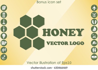 honey logo icon vector illustration eps10. Isolated badge honey comb for website or app - stock infographics