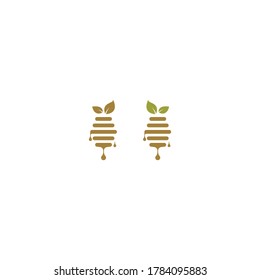 Honey logo, leaves, leaf honey logo icon design concept illustration