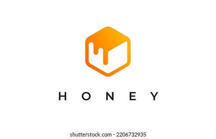 Logotipo de miel | Logotipo moderno de cubo de Hive | Plantilla de logotipo de abeja vectorial