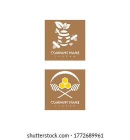 
Símbolo de concepto de diseño de vectores de plantillas de logotipo de miel