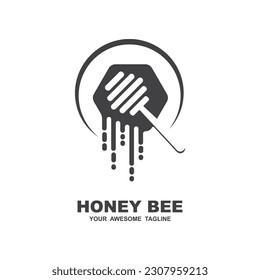 honey logo vector with slogan template