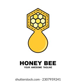 honey logo vector with slogan template