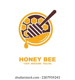 honey logo vector with slogan template