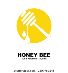 honey logo vector with slogan template