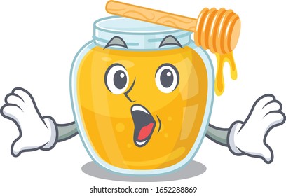 Honey mascot design concept with a surprised gesture