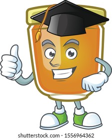 Honey in mascot graduation hat on white background