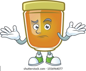 Honey in mascot grinning on white background