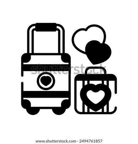 Honey Moon Glyph Icon, Vector illustration