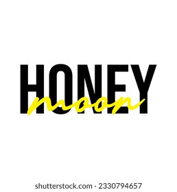 Honey Moon Handwritten Font Brush Typography Text Love Quote on White Background