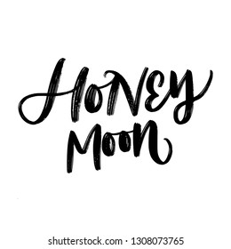 HONEY MOON. WEDDING LETTERING. VECTOR HAND LETTERING