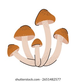 Honey mushroom, armillaria mushroom. Stylized forest autumn mushroom. 