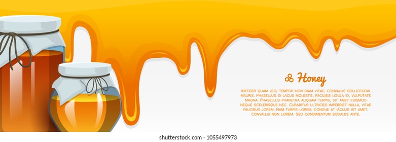 Honey or natural farm product. beekeeping or garden. Health, organic sweets, medicine illustration, agriculture. food in honeycomb cooked by bees. background for text. Card or poster for web site.
