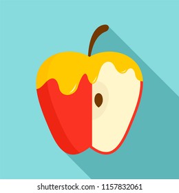 Honey on red apple icon. Flat illustration of honey on red apple vector icon for web design