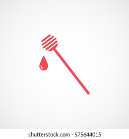 Honey On Stick Red Flat Icon On White Background