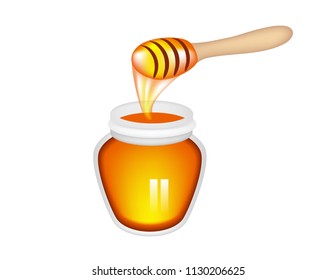 Honey on white background