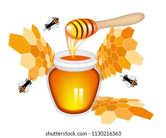 Honey on white background