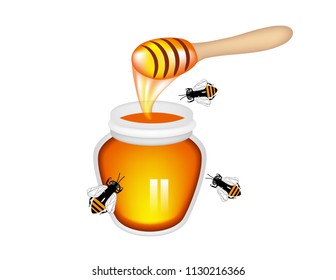 Honey on white background