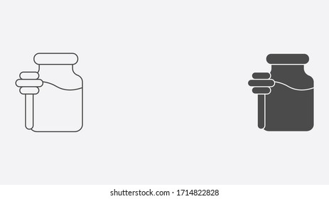 Símbolo de símbolo de icono de contorno de miel y vectorial relleno