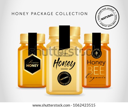 Honey Packaging Design Full Range Honey 스톡 벡터(사용료 없음 ...