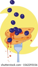 Honey pancakes with a blueberry and honey