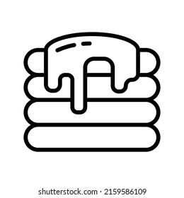 Honey Pancakes Icon. Line Art Style Design Isolated On White Background