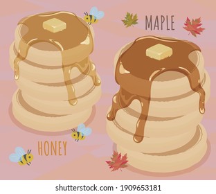 Crepes de miel y tortitas de jarabe de arce