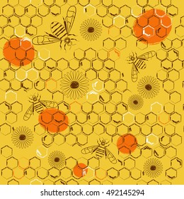 Honey pattern. Natural honey sketch background.