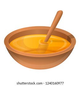 Honey in plate icon. Cartoon of honey in plate vector icon for web design isolated on white background