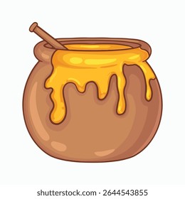 Honey pot. Cartoon style. Vector illustration isolated on white background.