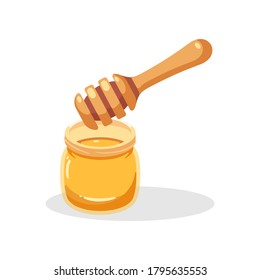 Honey Pot Dipper Isolated On White Stock Vector (Royalty Free ...