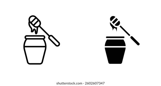 Honey pot flat Icons in line outline and flat solid style on white background