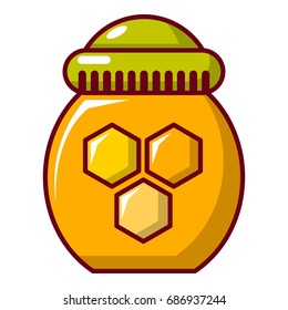 Honey pot icon. Cartoon illustration of honey pot vector icon for web design