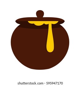 Honey pot icon. Flat illustration of honey pot vector icon isolated on white background