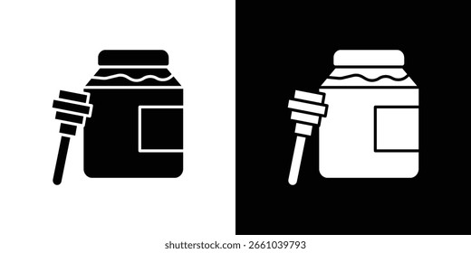 Icono de la olla de miel en versión plana sobre fondo blanco y negro