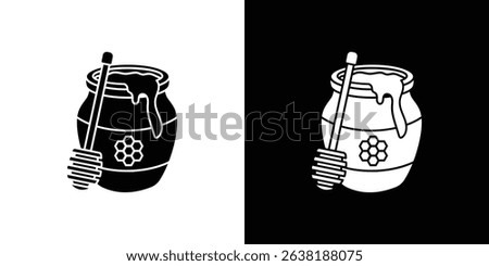 Honey pot icon Vector in flat style. Collection silhouettes