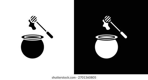 Icono de la olla de miel. Ilustración vectorial. Diseño plano.