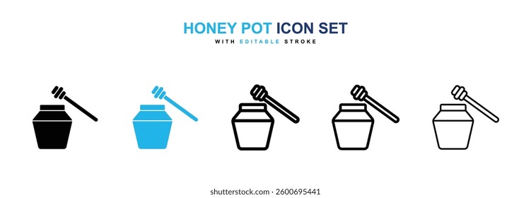 Honey pot icons graphics set in black and blue colors