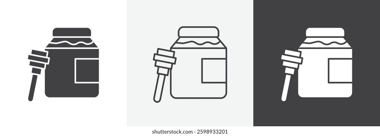 Honey pot icons in Thin line black color. flat simple vector symbols illustration.