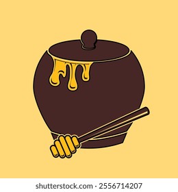 Honey pot isolated. Vector illustration