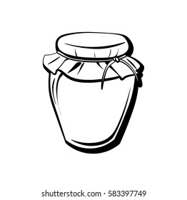 Honey pot jar. Vector illustration isolated on white background