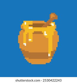 Honey pot pixel art, ilustração vetorial em fundo isolado.